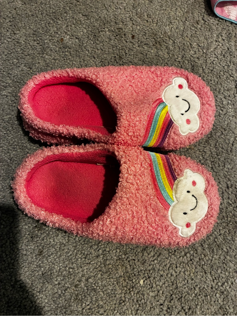 wonder nation Pink Fuzzy Cloud & Rainbow Slip-On Slippers